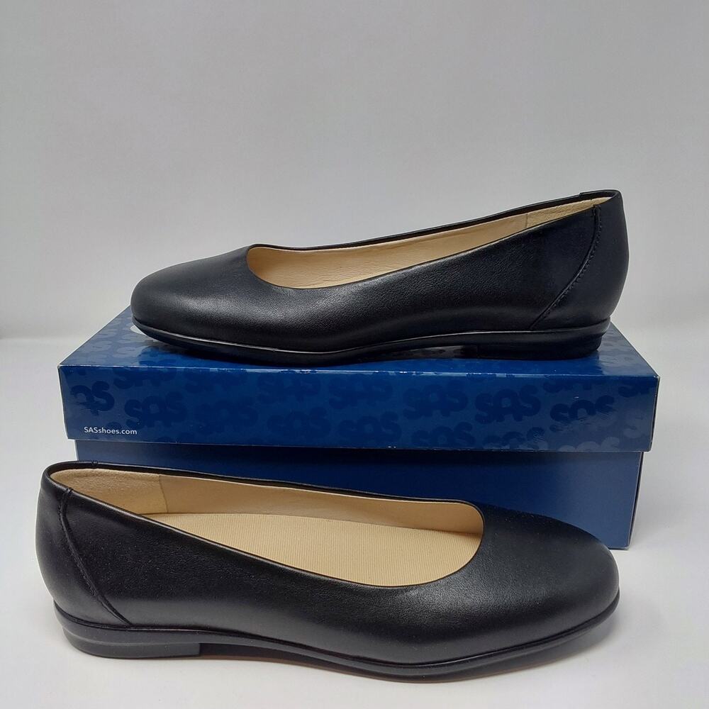 SAS Scenic Black Leather Flats Women’s Size 9 S Made in USA Comfort 3240-013